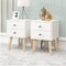 Set of 2 White Nightstands for Bedroom Modern Dresser and Nightstand Set 2 White Nightstand with Drawers Rubber Wood Leg Nightstand for Bedroom